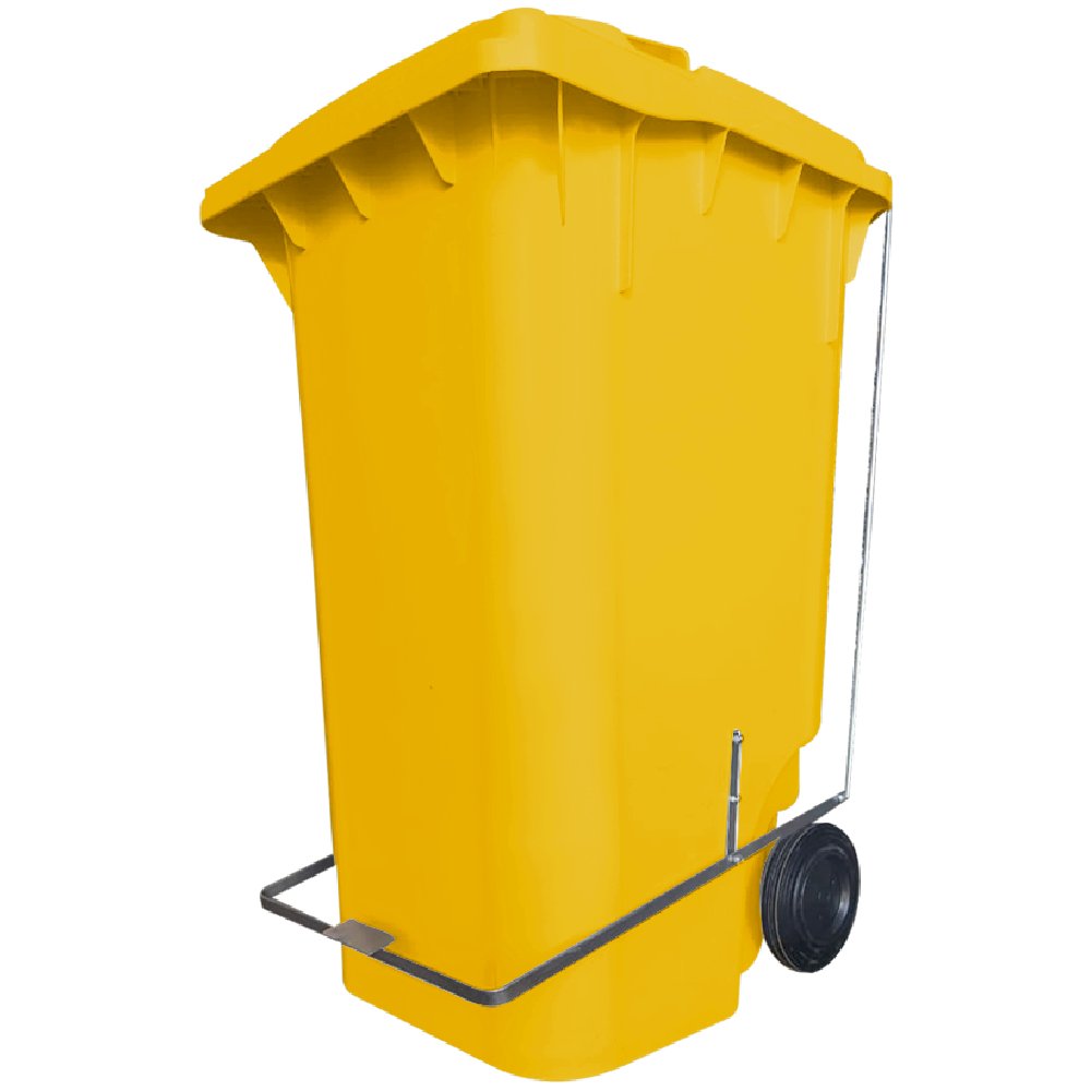 Carrinho Coletor de Lixo Amarelo 240L com Pedal - Imagem zoom