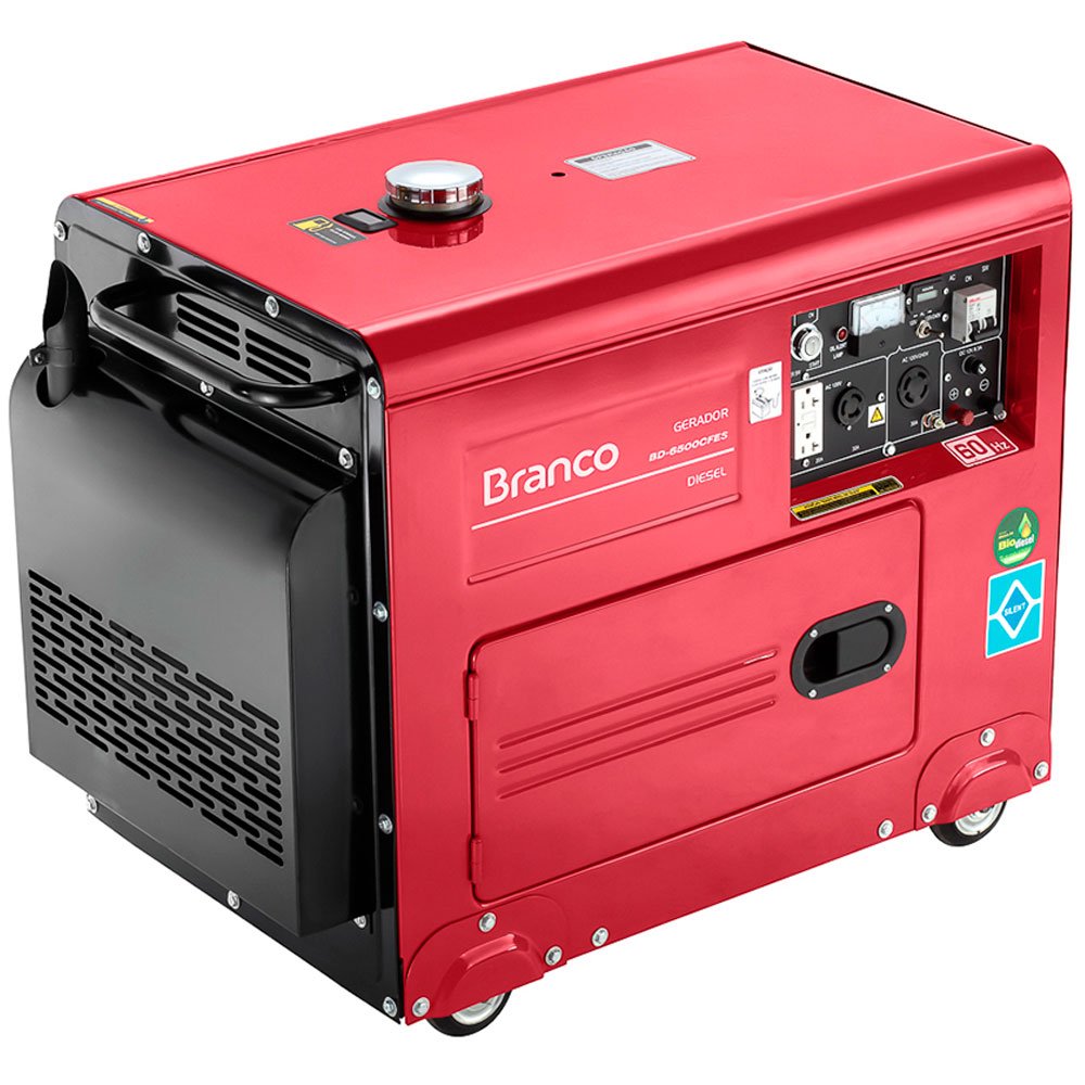 Gerador de Energia BD 6500SE à Diesel Silencioso 10CV 220V com Partida Elétrica-BRANCO-90304453