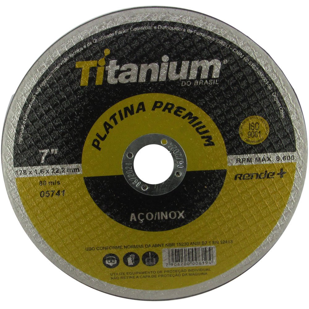 Disco de Corte Fino Platina 7 x 1,6 x 7/8Pol.-TITANIUM-5741