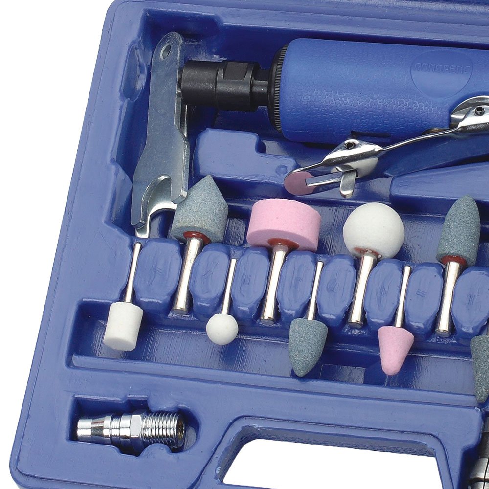 Kit de Mini-Esmerilhadeiras 1/4 Pol. Pneumático com 14 Acessórios RONGPENG-RP7813  - Imagem
