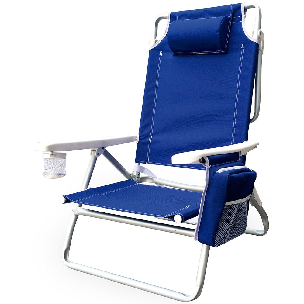 Cadeira de Praia Reclinável com Bolsa Termica Azul - Imagem zoom