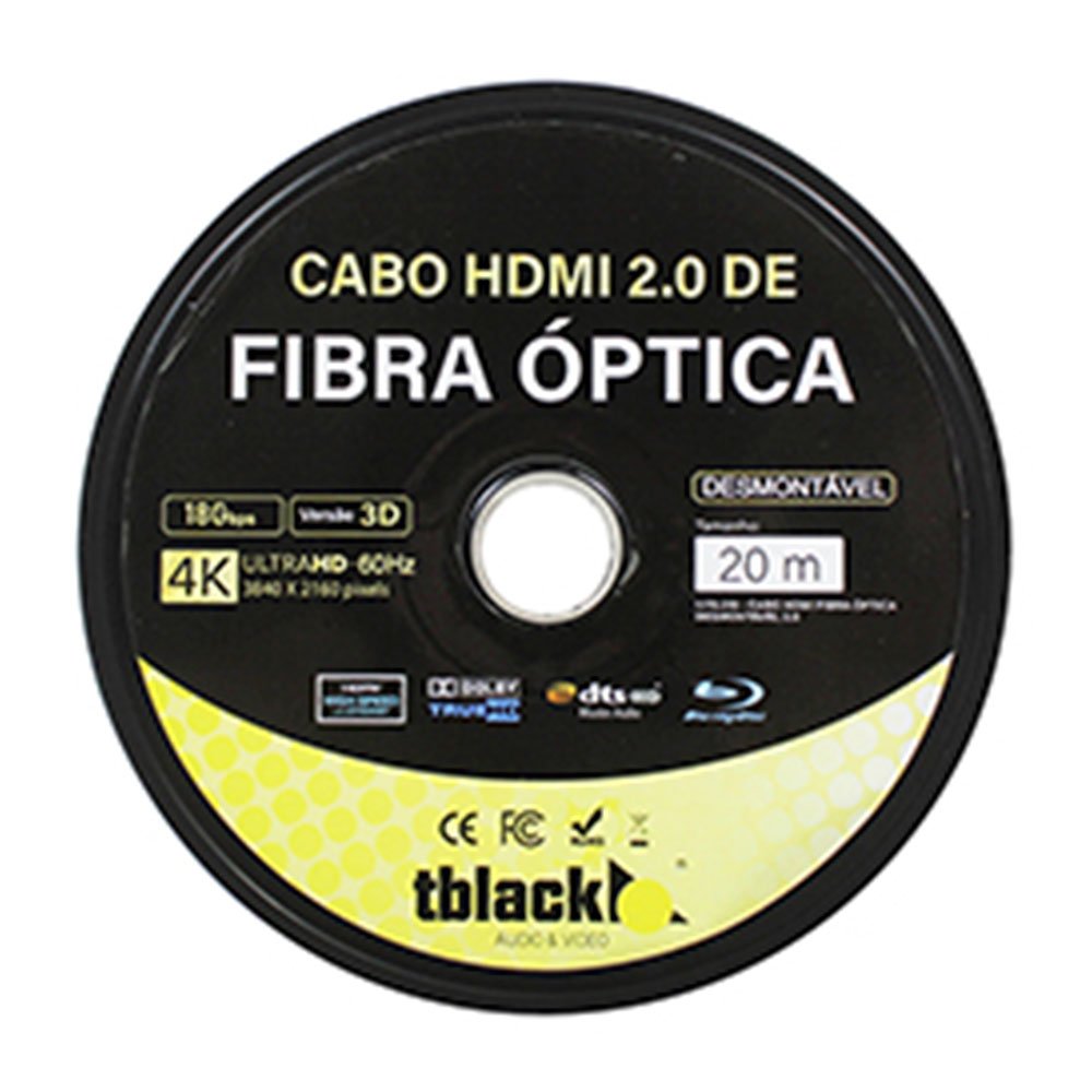 Cabo HDMI Fibra Optica Desmontável 2.0 20M - Imagem zoom