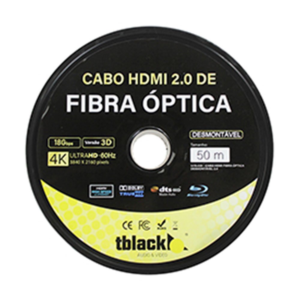 Cabo HDMI Fibra Optica Desmontável 2.0 50M - Imagem zoom