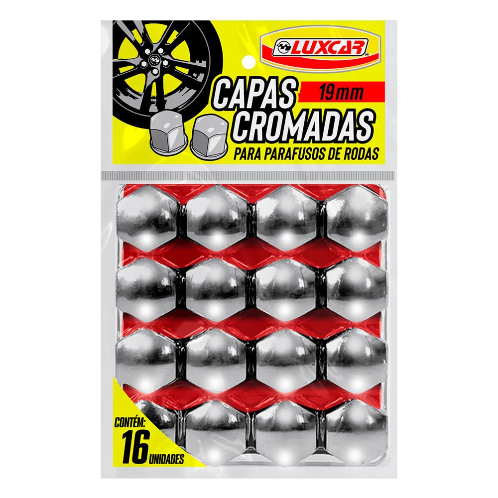 Jogo de Capas Cromadas para Parafusos de Rodas 19mm com 16 Peças - Imagem zoom