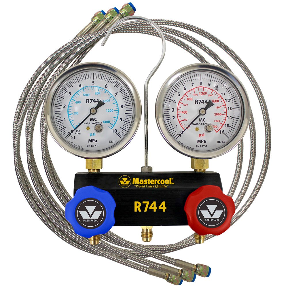 Manifold Analógico 2 Vias com Mangueira Aço Trançada para CO2 R744 - Imagem zoom