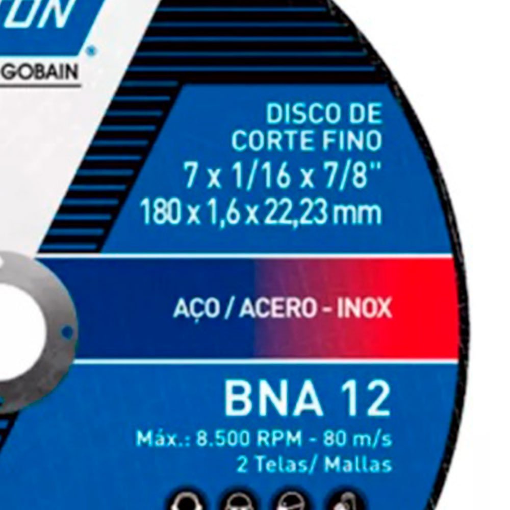 55 x Discos de Corte BNA 12 180x1.6x22.23mm para Aço - Imagem