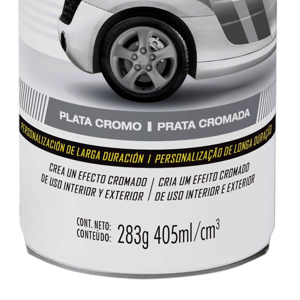 Tinta Spray Automotive Laca Premium Prata Cromada 405ml - Imagem