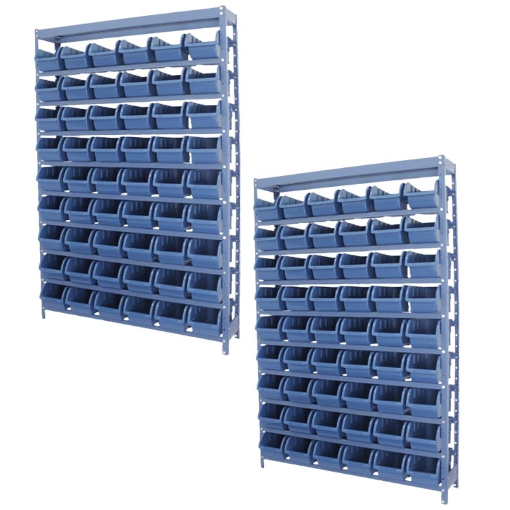 Combo com 2 Estantes Porta Componentes Azul com 54 Caixas Nr. 5 - Imagem zoom