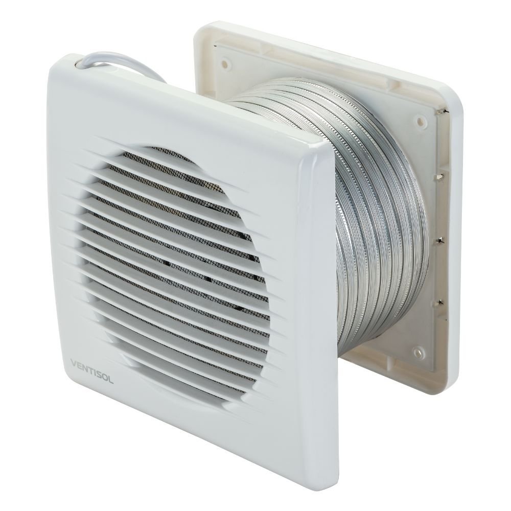 Conjunto Ventilador Axial Exaustor para Banheiro KEXB-03 150mm VZ2 TFX2 Bivolt Branco - Imagem