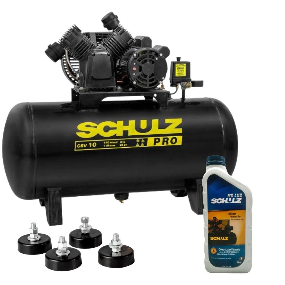 Compressor de Ar CSV 10 Pés 110L 2HP Monofásico  + Kit Amortecedor de Vibração + Óleo - Imagem zoom