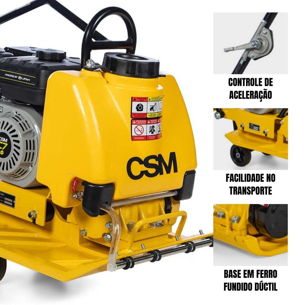 Placa Vibratória PV 90 com Motor Cyclone 7 HP 4 Tempos CSM-71000093 - Imagem