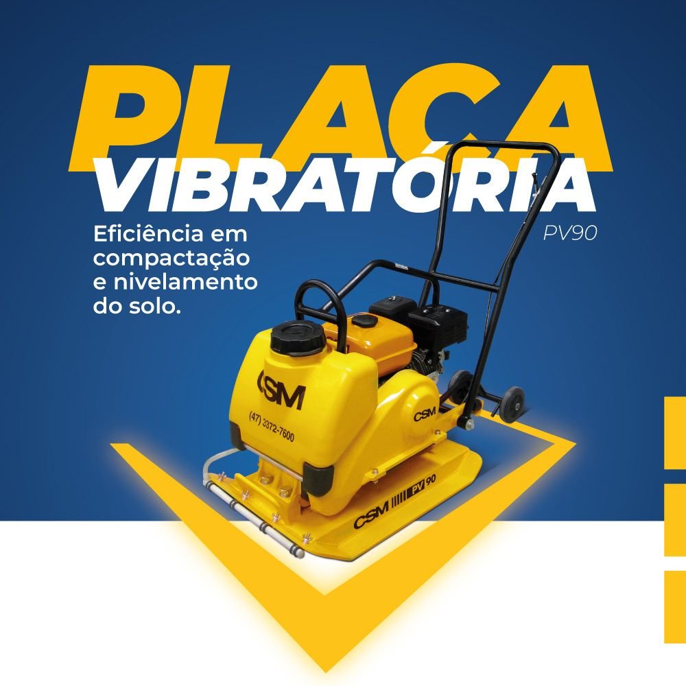 Placa Vibratória PV 90 com Motor Cyclone 7 HP 4 Tempos CSM-71000093 - Imagem
