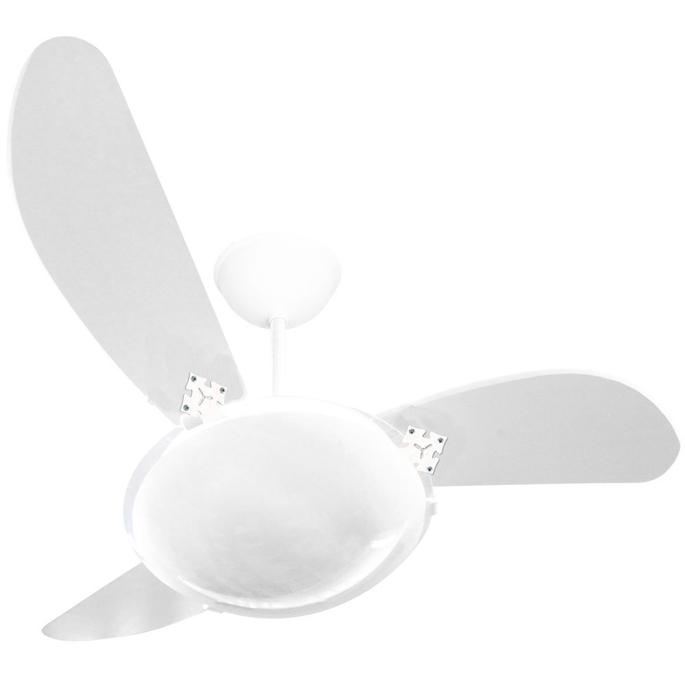 Ventilador de Teto New Slim Branco 3 Pás Transparente  com Lustre de Vidro - Imagem zoom