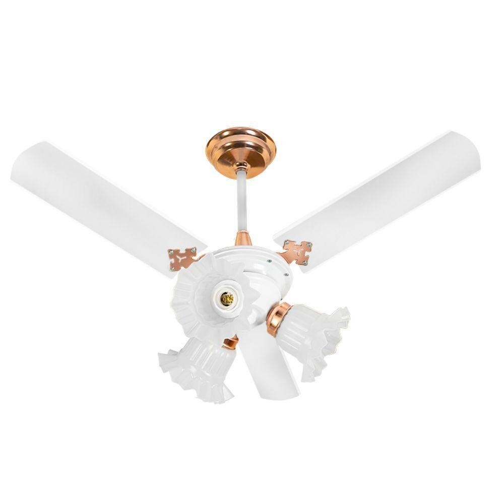 Ventilador De Teto Venti-delta New Zeta Branco Com Cobre 3 Pás Laqueada Branco 110v - Imagem zoom