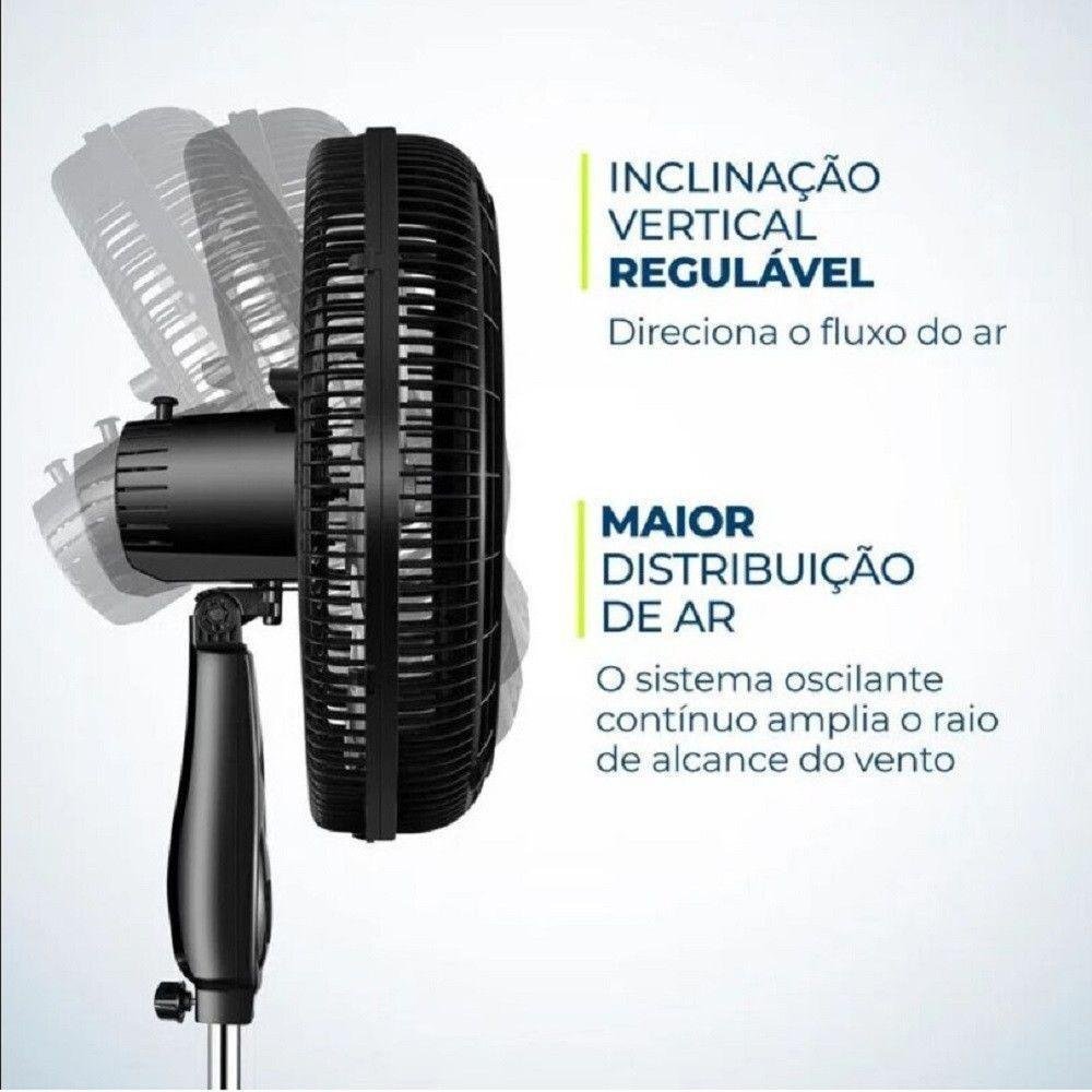 Ventilador De Coluna 40cm 8pás Super Turbo Tech Mondial Preto Com Prata 220V - Imagem