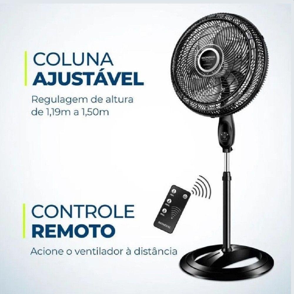 Ventilador De Coluna 40cm 8pás Super Turbo Tech Mondial Preto Com Prata 220V - Imagem