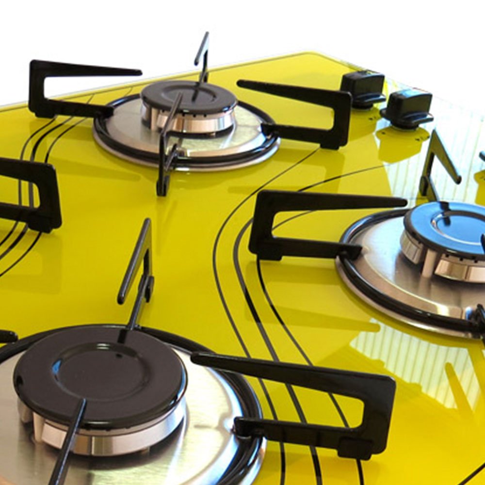 Fogão Cooktop  Vidro Amarelo 4 Bocas Bivolt - Imagem