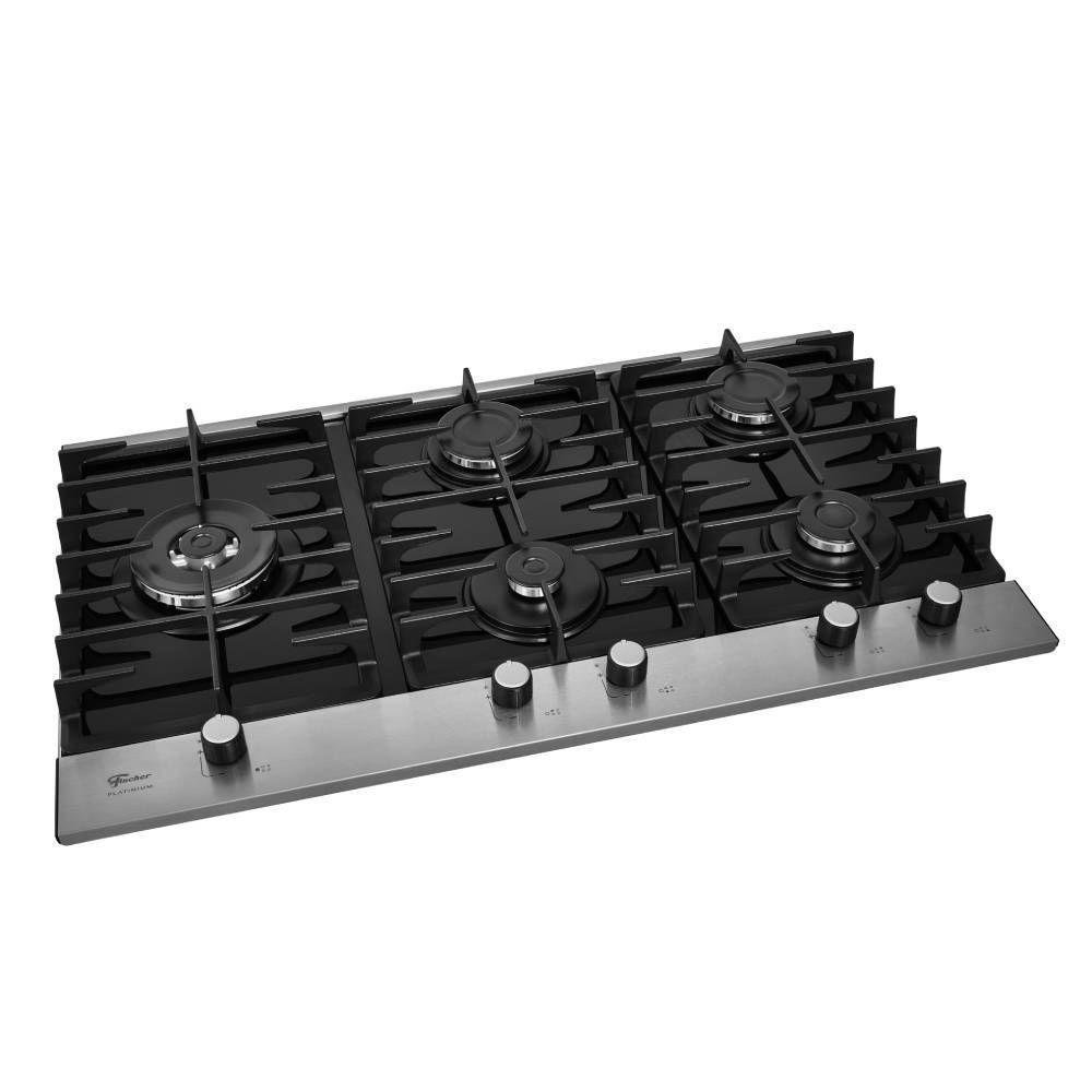 Cooktop  Platinium 5 Bocas Vidro Preto Tripla Chama Bivolt 33810-92122 FISCHER-619301 - Imagem