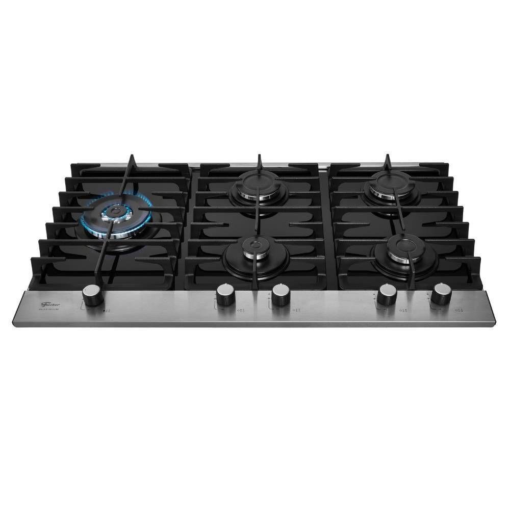 Cooktop  Platinium 5 Bocas Vidro Preto Tripla Chama Bivolt 33810-92122 FISCHER-619301 - Imagem