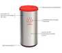 Lixeira Cápsula Selecta Plus em Inox com Tampa Vermelha e Acabamento Scotch Brite 40L TRAMONTINA-94539202 - Imagem
