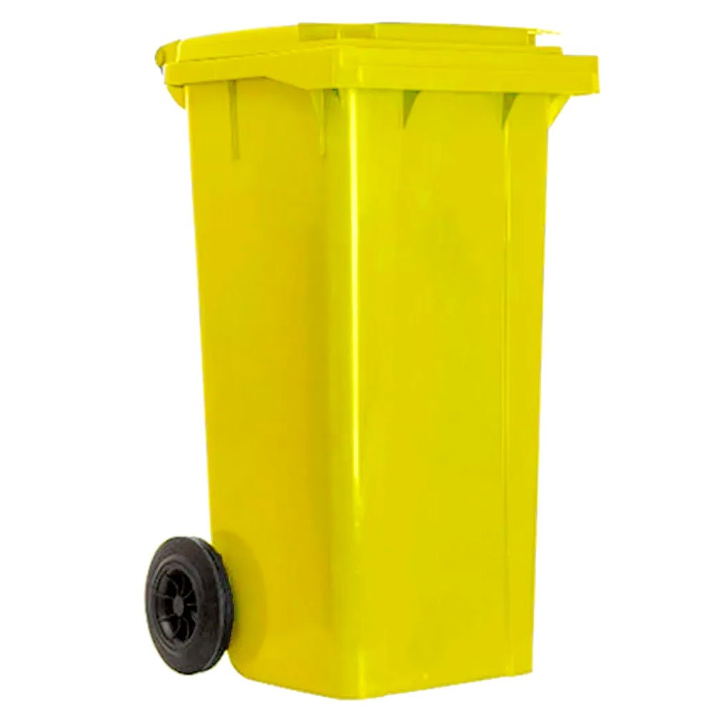 Carrinho Coletor de Lixo Amarelo 120 Litros -LAR PLASTICOS-31