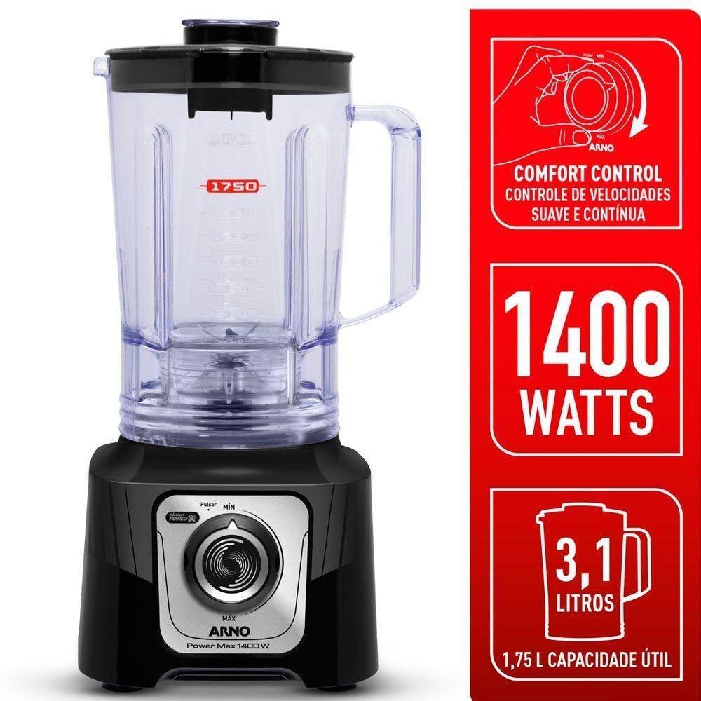 Liquidificador Power Max 1400W 3,1L Arno Preto 110V - Imagem