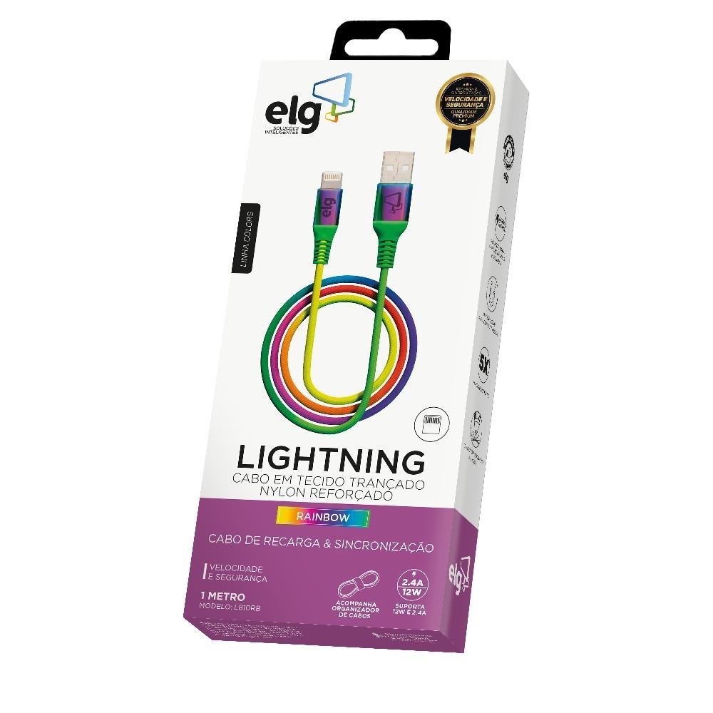 Cabo Lightning Rainbow - Conectores Em Aluminio / C-ELG-L810RB