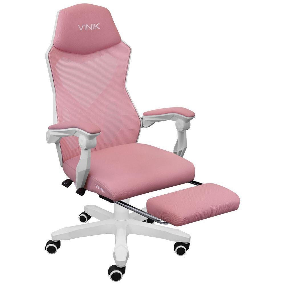 Cadeira Gamer Rocket Branca Com Rosa Cgr10Brs - Imagem zoom