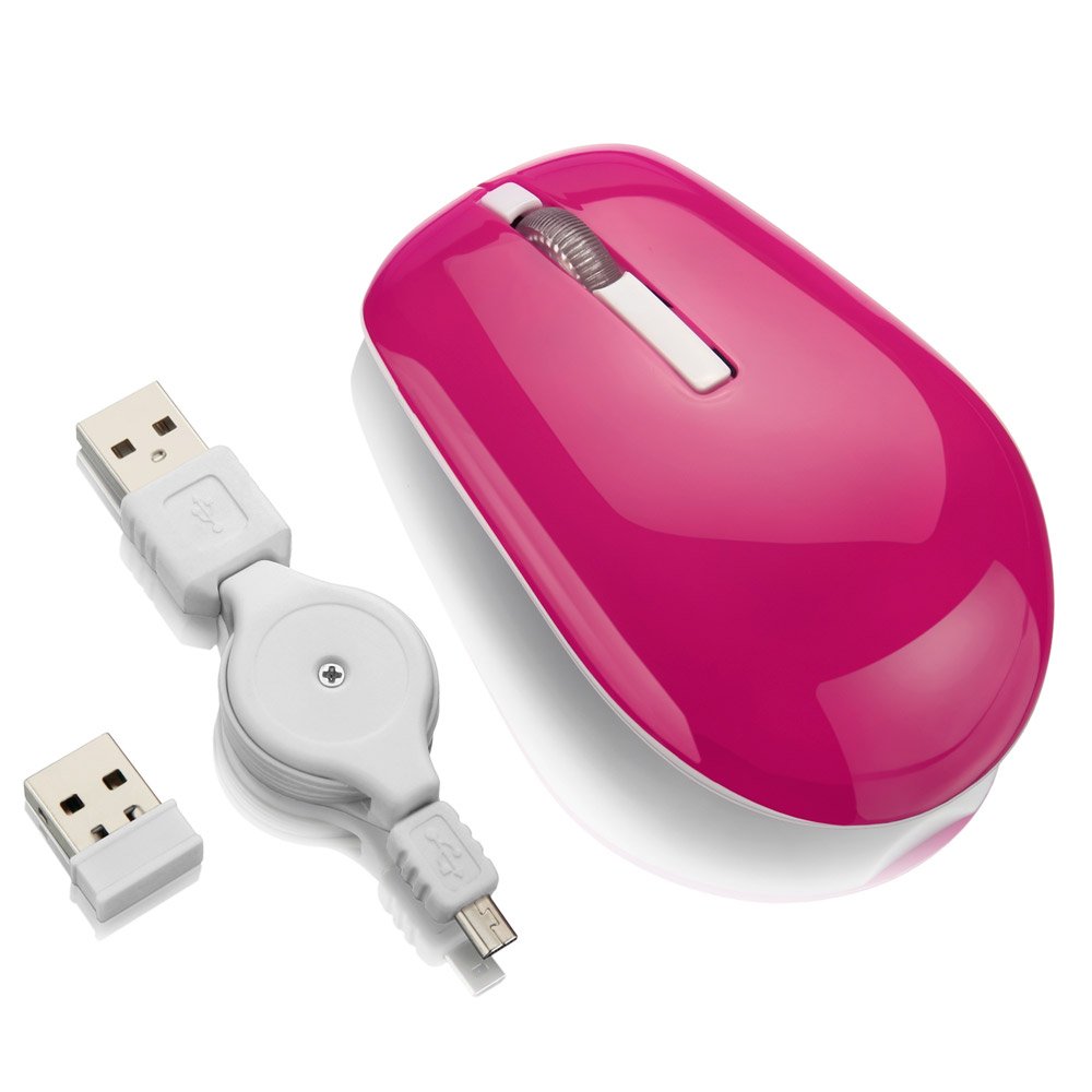 Mouse sem Fio com Bateria de Lítio 1600 DPI 2.4 GHZ Rosa - Imagem zoom