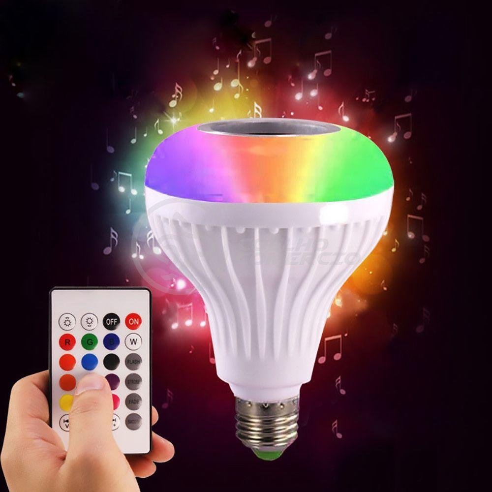 Lâmpada Led Controle Bluetooth Som Música Ventilador E27