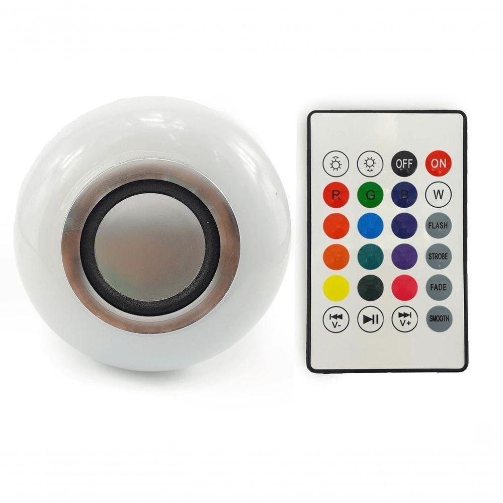 Lâmpada Led Rgb Musical 3W Com Alto Falante Controle Remoto - Imagem zoom