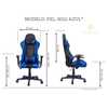 Cadeira Gamer Pelegrin em Couro PU Reclinável PEL-3012 Preta e Azul - Imagem 2