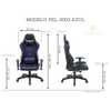 Cadeira Gamer Pelegrin em Couro PU Reclinável PEL-3003 Preta e Azul - Imagem 2