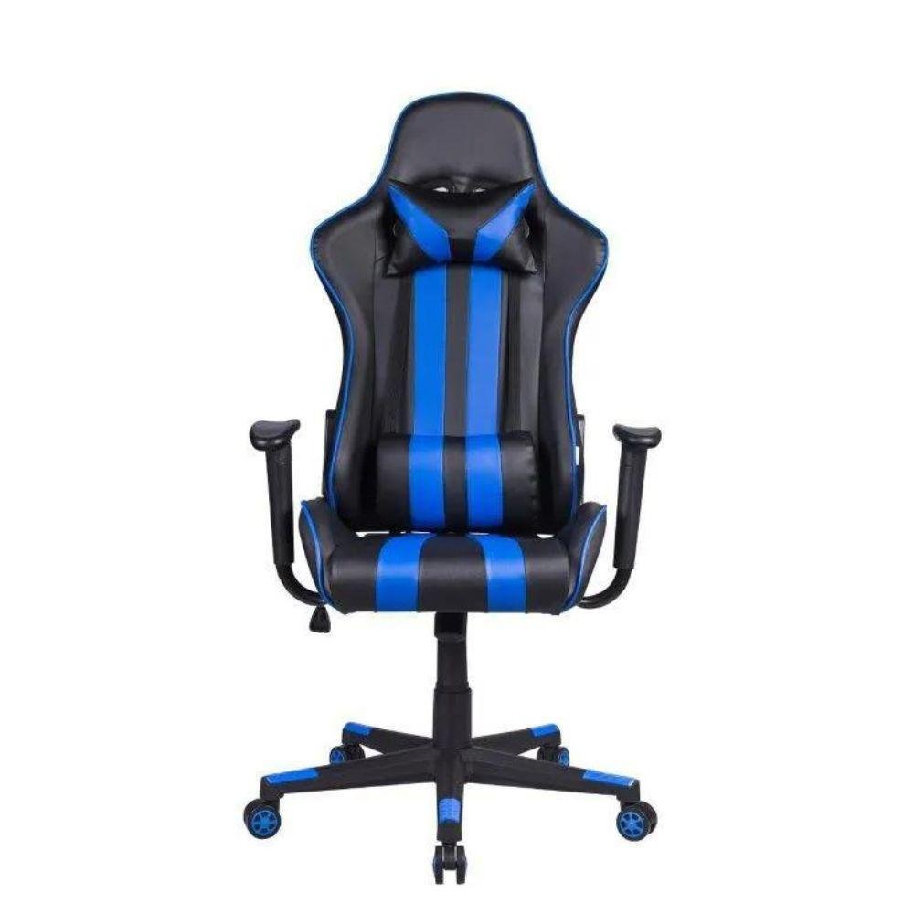 Cadeira Gamer Pelegrin em Couro PU Reclinável PEL-3013 Preta e Azul - Imagem zoom