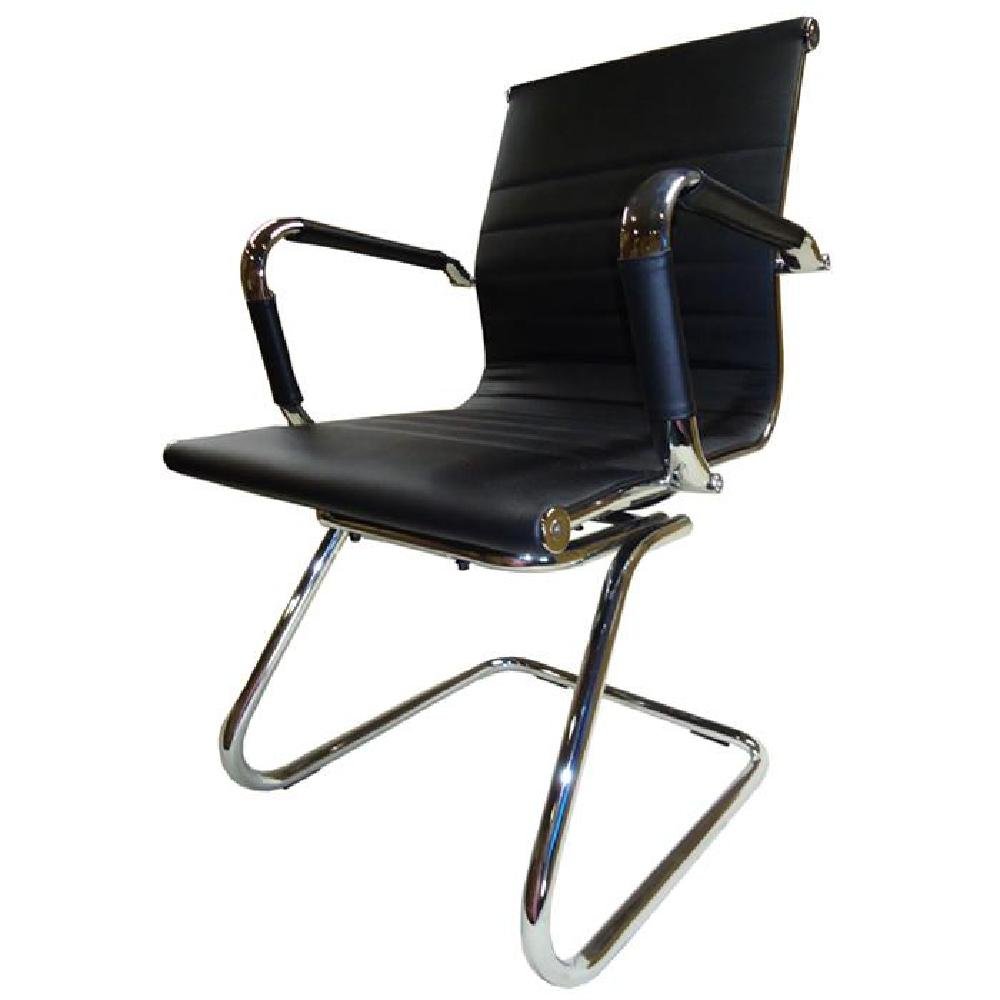 Cadeira Interlocutor em Couro PU PEL-1190V Preta Design Charles Eames - Imagem zoom