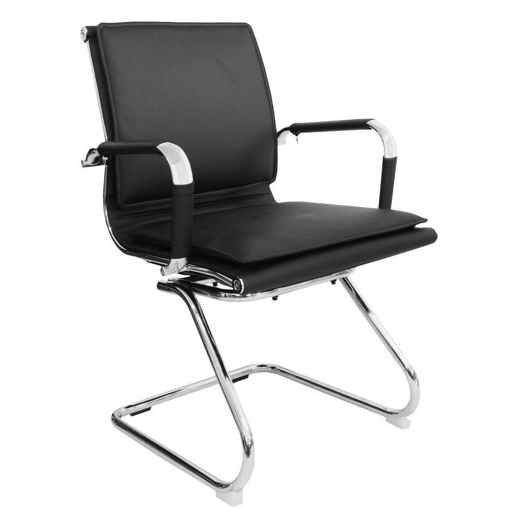 Cadeira Interlocutor Pelegrin em Couro PU PEL-8003V Preta Design Charles Eames - Imagem zoom