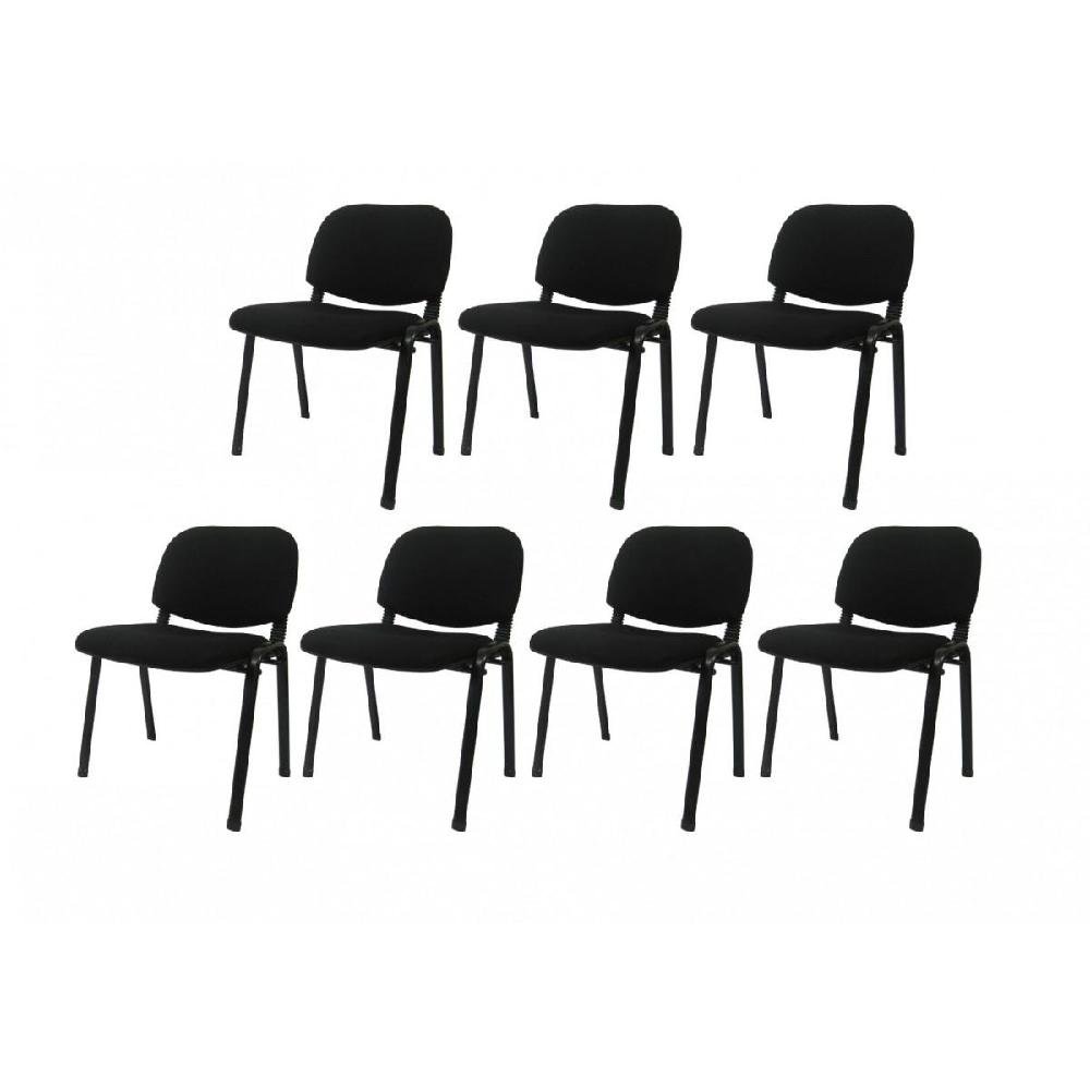 Kit Com 7 Cadeiras Secretária em Tecido PEL-304F Pretas Empilháveis - Imagem zoom