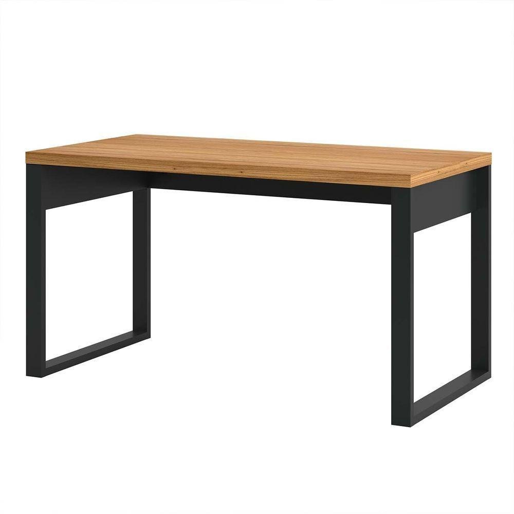 Mesa Escrivaninha 135x68 Cm Office Industrial 100% Mdf Freijó Preto Fosco Pradel - Imagem zoom