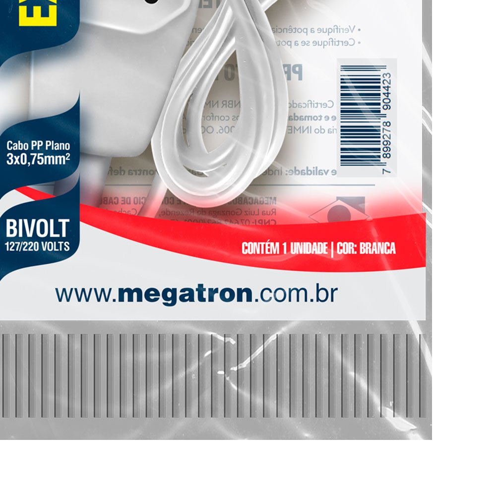 Extensão Branca PP Plano 3 x 0,75 x 10M Bivolt - Imagem