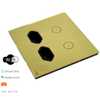 Interruptor Touch Tok Glass 2 Pads + 2 Tomadas Wi-Fi 4x4cm Dourado - Imagem 2