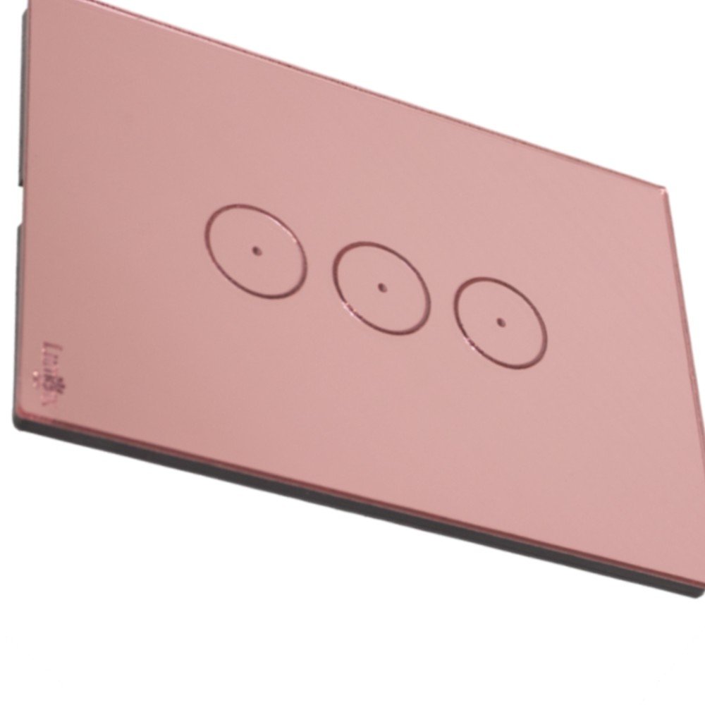 Interruptor Touch Tok Glass 3 Pads Wi-Fi 4x2cm Rose  - Imagem zoom