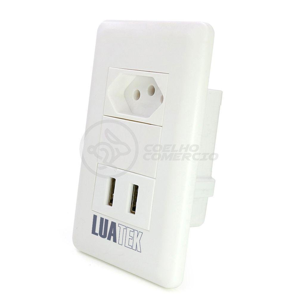 Tomada Parede 1 Entrada Fonte 2 Usb 5V Smart House 10A - Imagem zoom