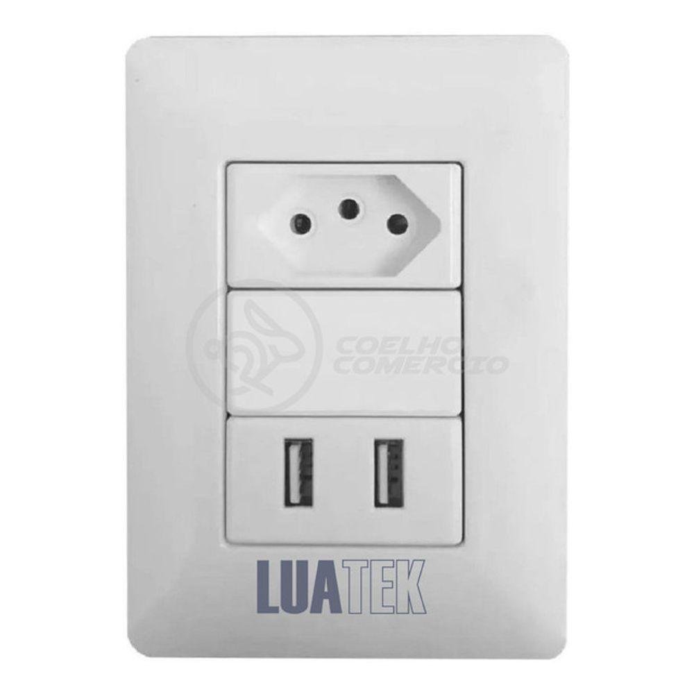 Tomada Parede 1 Entrada Fonte 2 Usb 5V Smart House 10A - Imagem zoom