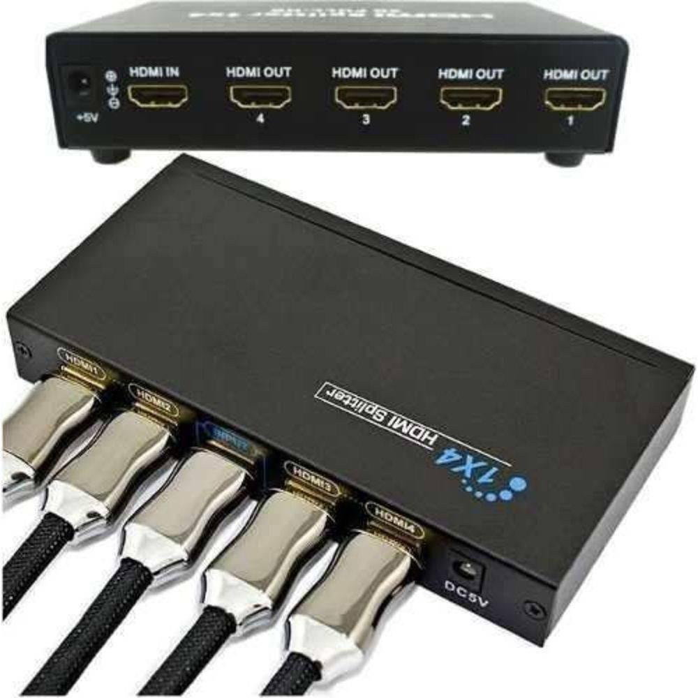 Distribuidor Hdmi Splitter 1x4 Divisor 4 Portas Ps3 Xbox Sky - Imagem