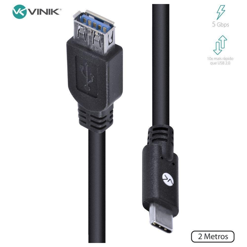 Cabo Usb Tipo C Para Extensor Usb A Fêmea V3.2 Gen1 5Gbps 2 Metros - C32Uaf-2 - Imagem zoom