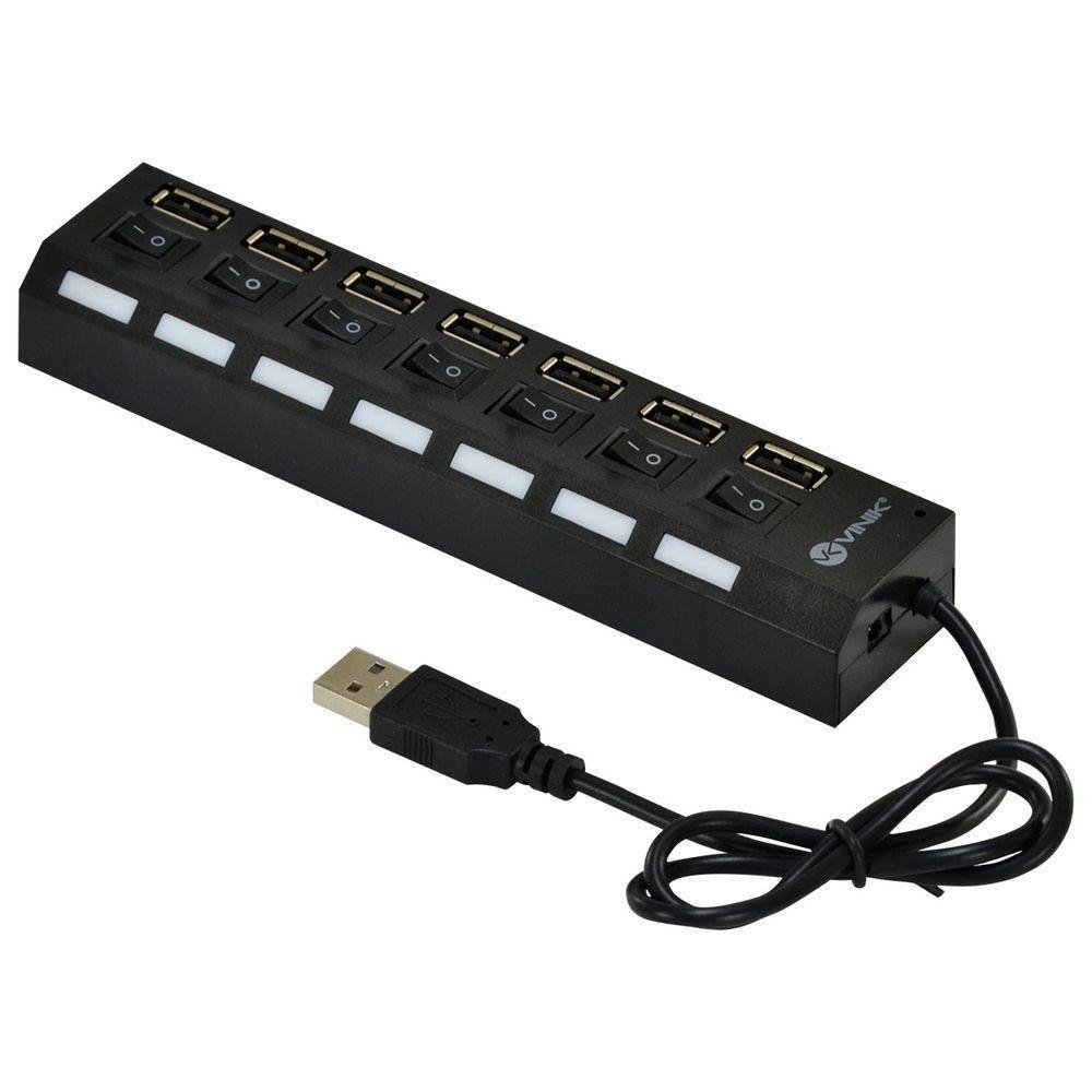 Hub Usb 2.0 7 Portas Com Cabo E Led Indicador - Huv-40 - Imagem