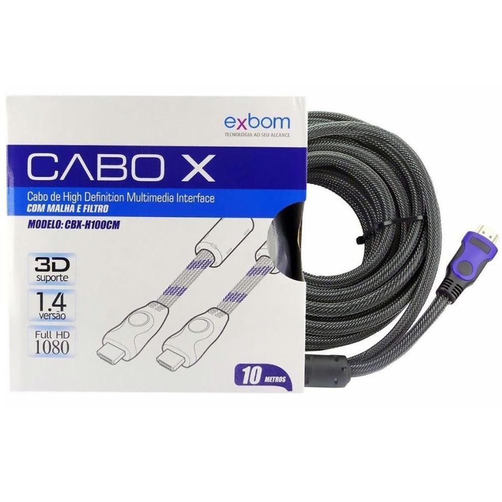 Cabo Hdmi 1.4 3d Full Hd C/ Filtro Tv Lcd Plasma Ps3 Exbom - Imagem zoom