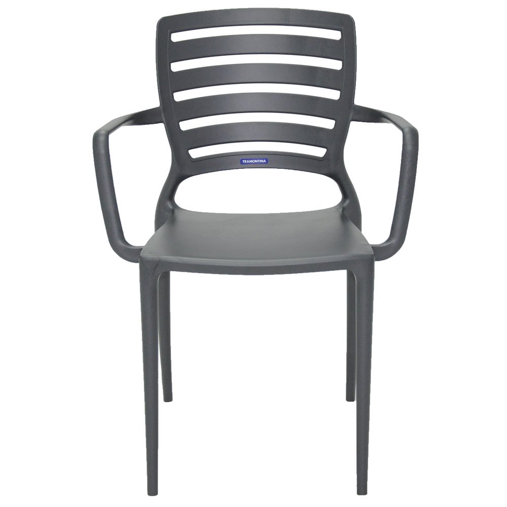 Cadeira Sofia Grafite com Braço Encosto Vazado Horizontal em Polipropileno e Fibra de Vidro-TRAMONTINA-92036007