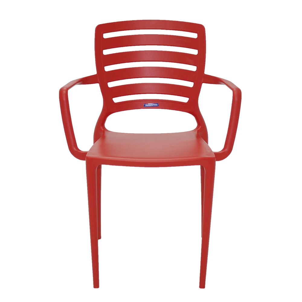Cadeira Sofia Vermelha com Braço Encosto Vazado Horizontal em Polipropileno e Fibra de Vidro - Imagem zoom