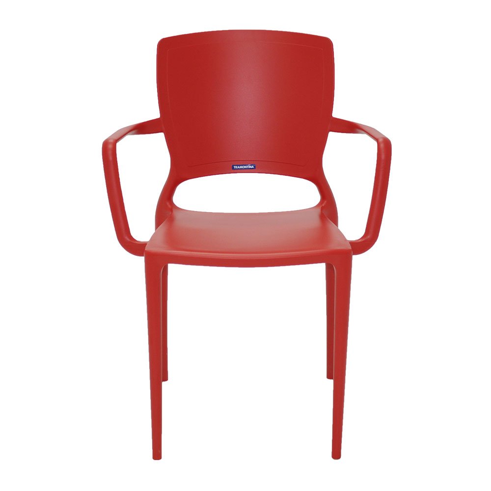 Cadeira Sofia Vermelha com Braços Encosto Fechado em Polipropileno e Fibra de Vidro - Imagem zoom